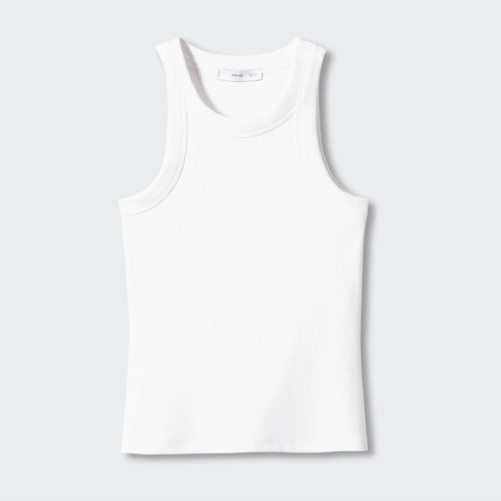 [NWT] Mango White Ribbed Tank Top